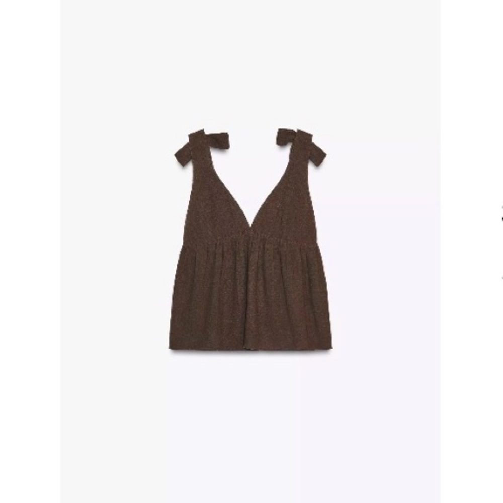 Zara Brown Women's Bow Top Size S